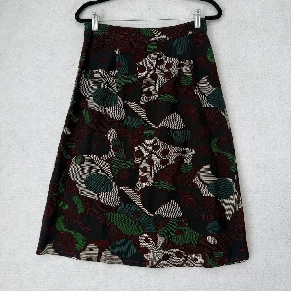 ISLA MAUDE Skirt Womens Small Multicolor Floral A-Line Midi Stretch Casual
